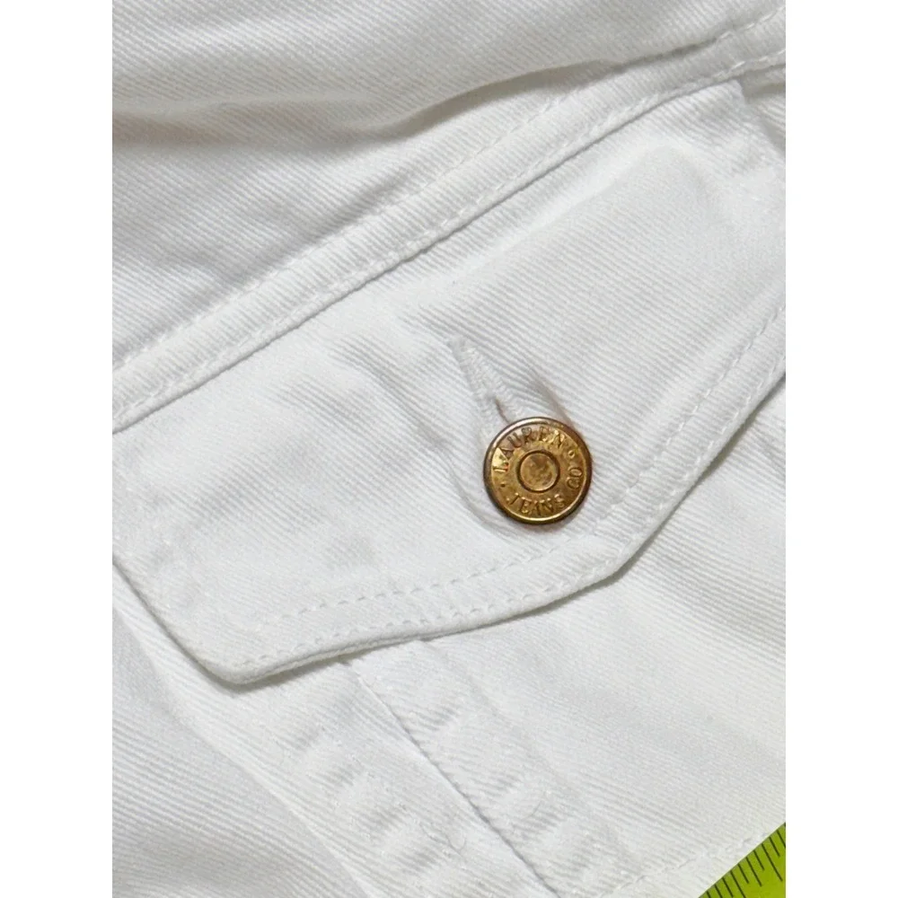 Lauren Jeans Co Ralph Lauren White Denim Trucker Jacket Brass Buttons Cotton L - Picture 4 of 6